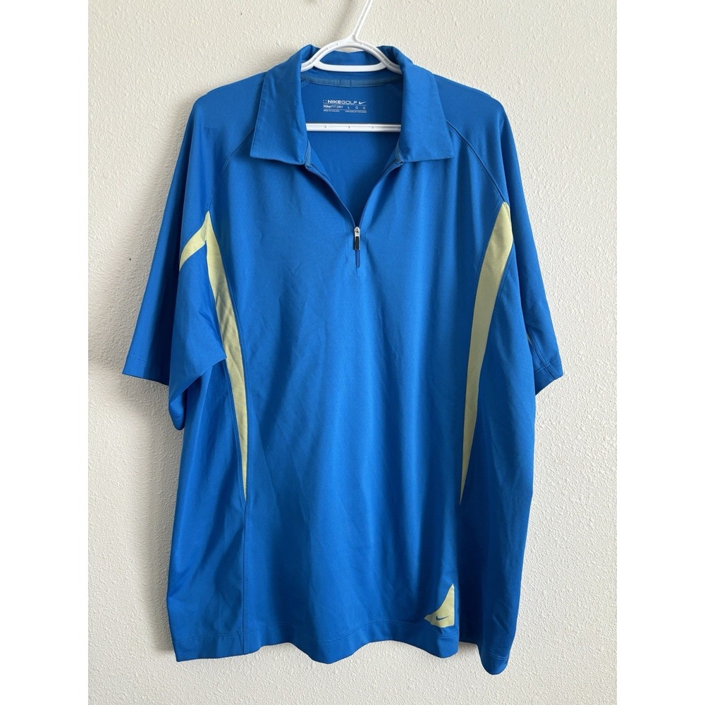 Nike Golf Swoosh FITDRY Blue Performance Athletic Polo Shirt Adult Size Large L